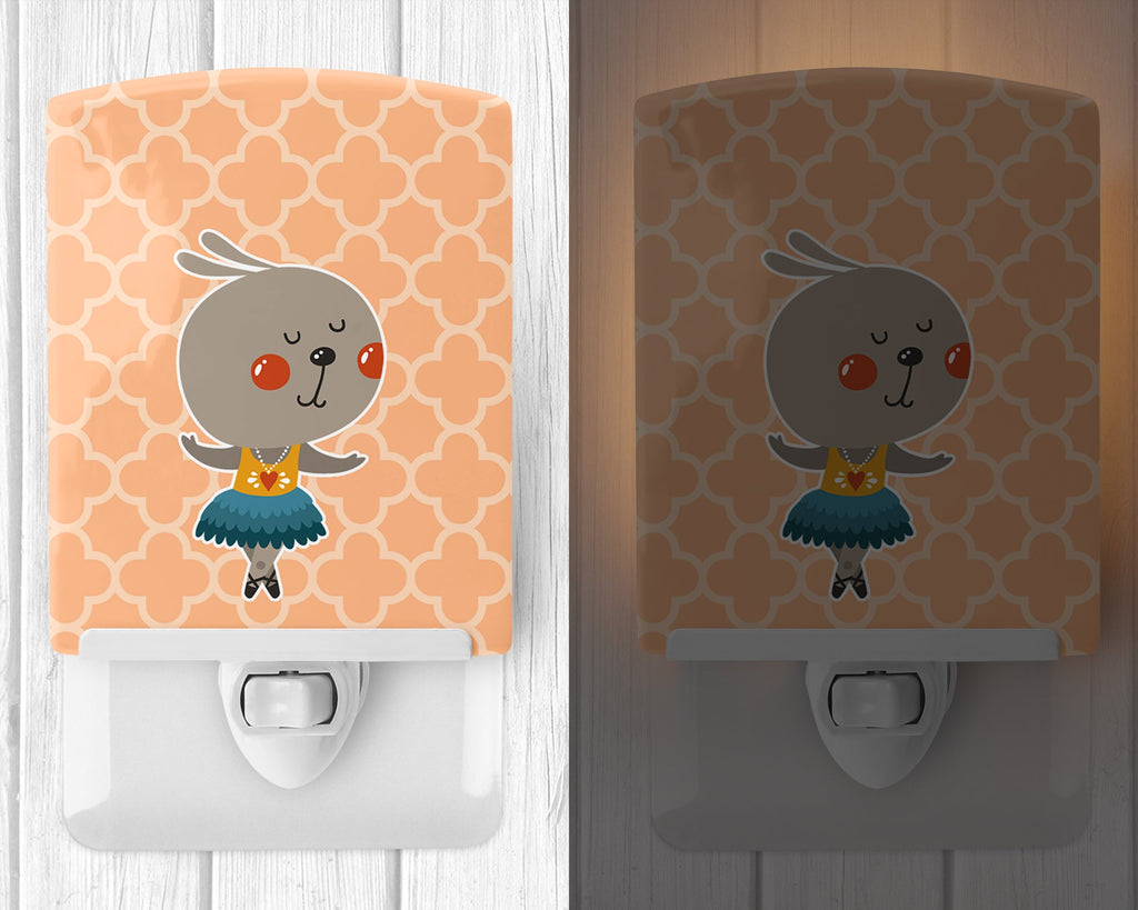 Ballerina Rabbit Ceramic Night Light Compact, UL-Certified, Ideal for Bedroom, Bathroom, Nursery, Hallway, Kitchen, 6x4x3, Multicolor