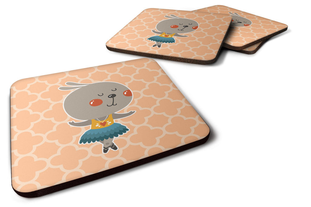 Ballerina Rabbit Foam Coasters Set of 4 Cup Coasters for Indoor Outdoor, Tabletop Protection, Anti Slip, Mouse pad Material