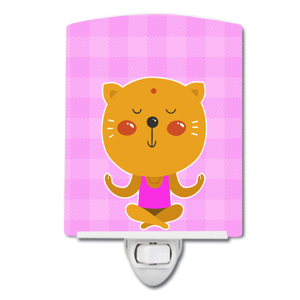 Yoga Cat Ceramic Night Light Compact, UL-Certified, Ideal for Bedroom, Bathroom, Nursery, Hallway, Kitchen, 6x4x3, Multicolor