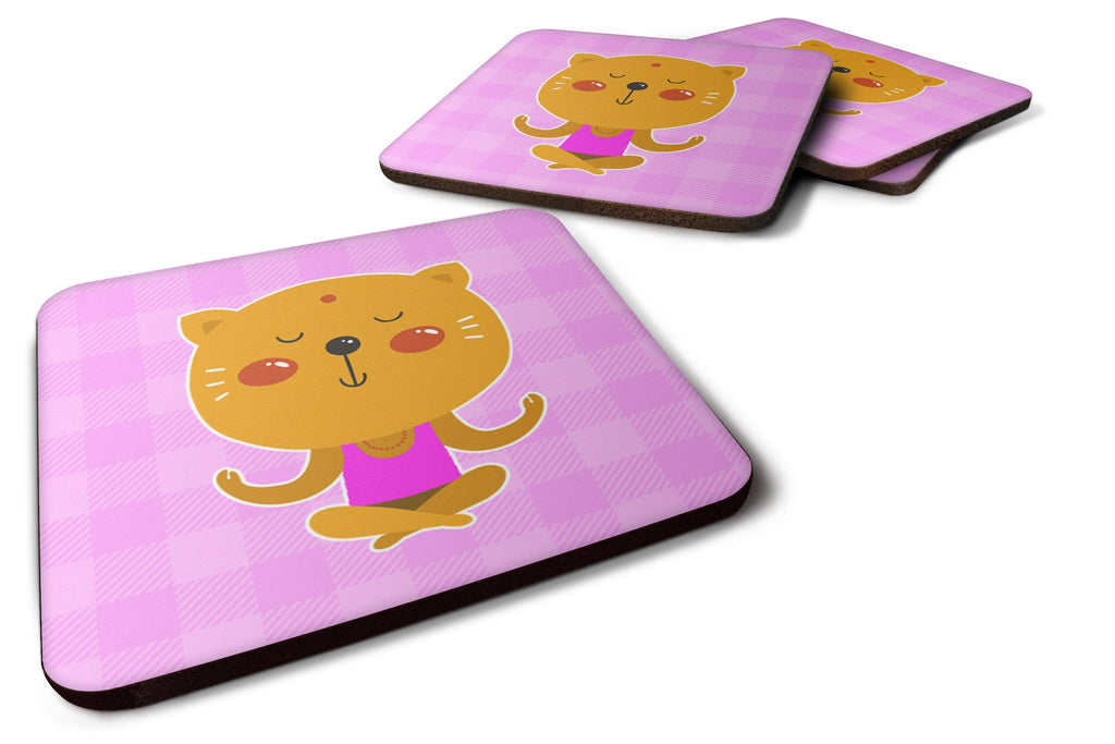 Yoga Cat Foam Coasters Set of 4 Cup Coasters for Indoor Outdoor, Tabletop Protection, Anti Slip, Mouse pad Material