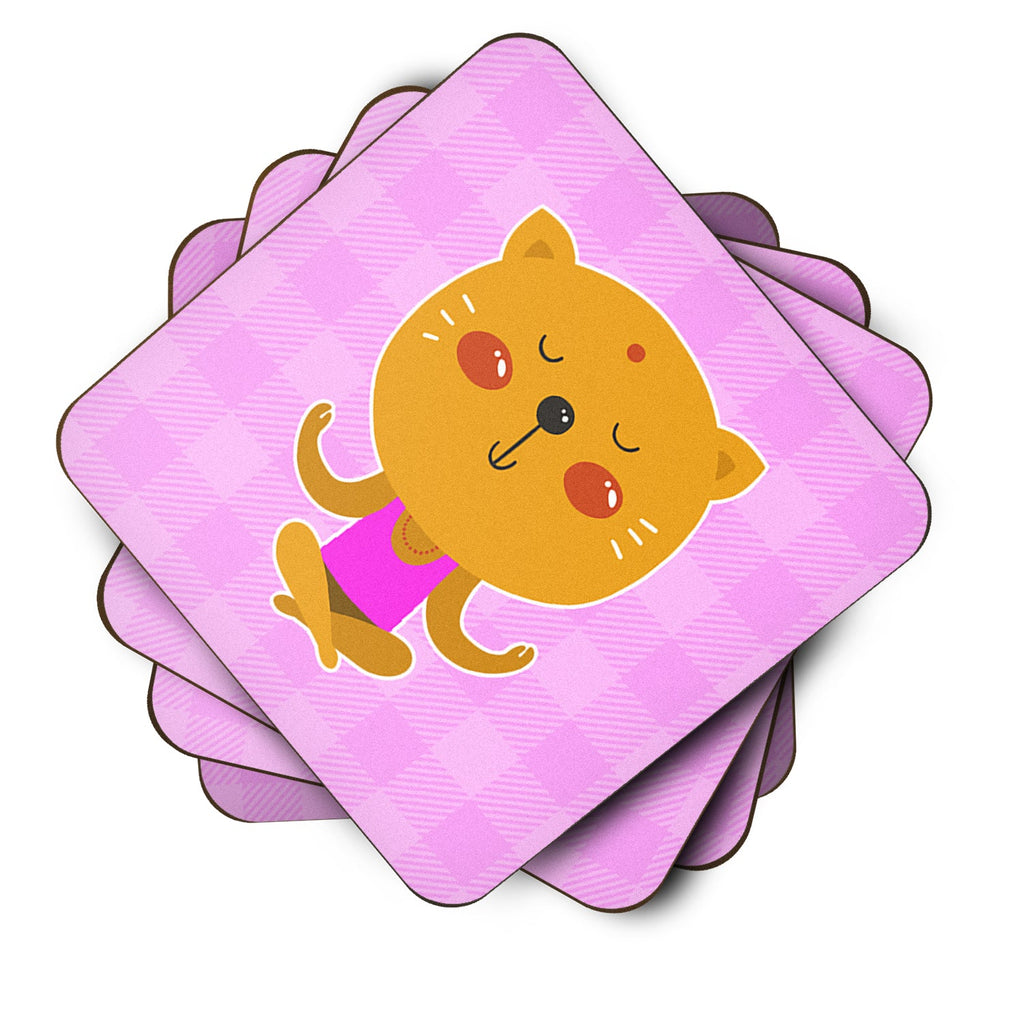 Yoga Cat Foam Coasters Set of 4 Cup Coasters for Indoor Outdoor, Tabletop Protection, Anti Slip, Mouse pad Material