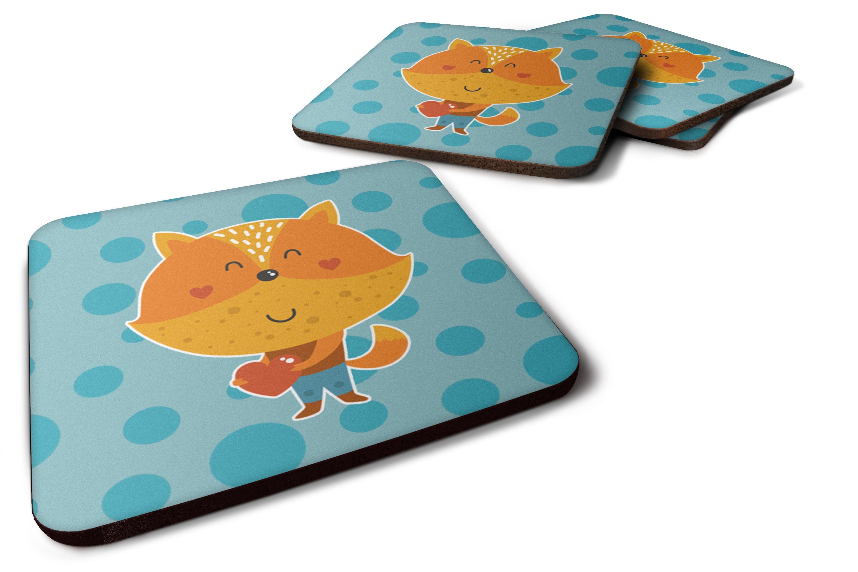 Polkadot Squirrel Foam Coasters Set of 4 Cup Coasters for Indoor Outdoor, Tabletop Protection, Anti Slip, Mouse pad Material