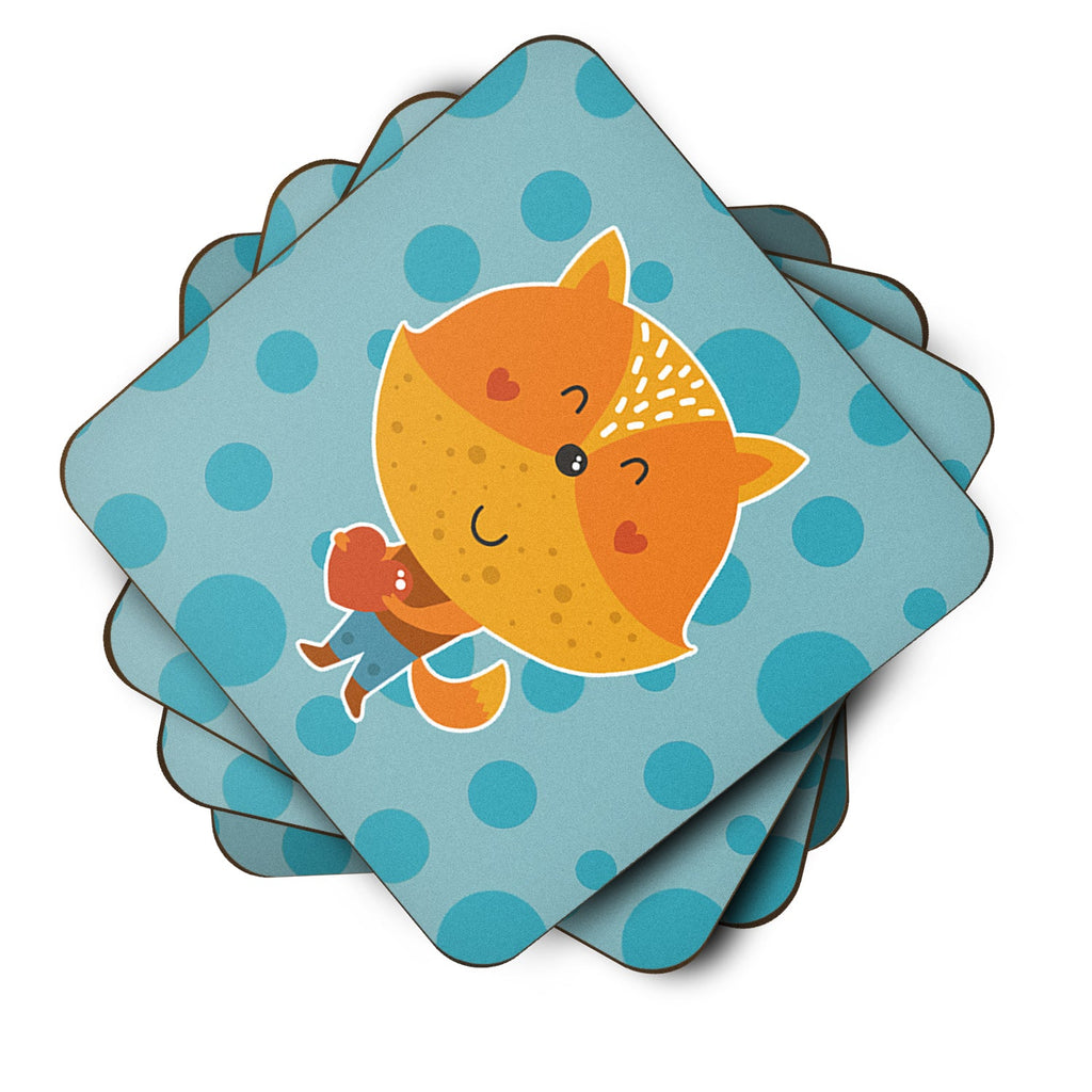Polkadot Squirrel Foam Coasters Set of 4 Cup Coasters for Indoor Outdoor, Tabletop Protection, Anti Slip, Mouse pad Material