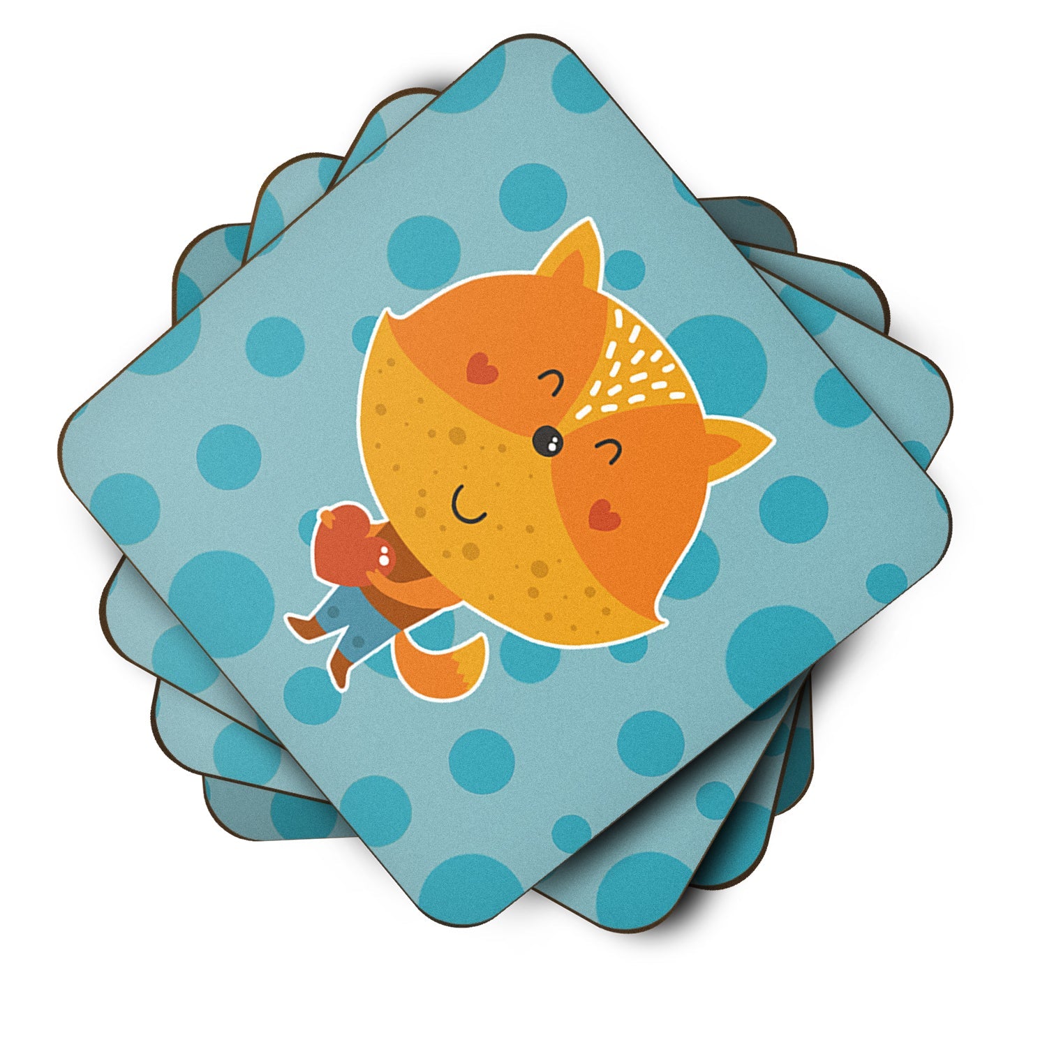 Polkadot Squirrel Foam Coasters Set of 4 Cup Coasters for Indoor Outdoor, Tabletop Protection, Anti Slip, Mouse pad Material