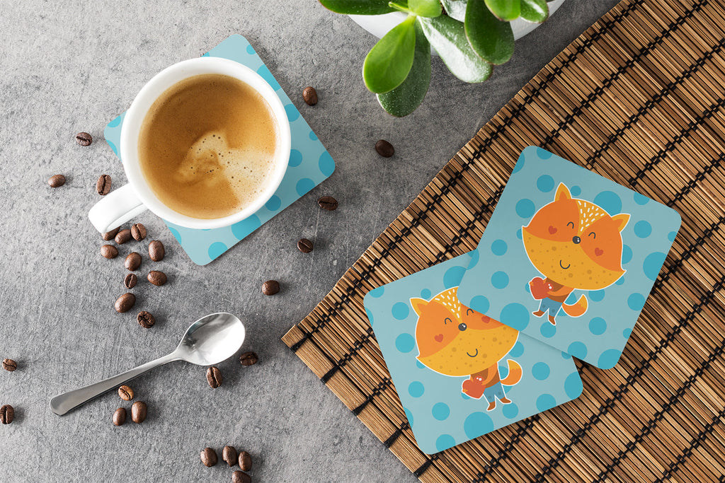 Polkadot Squirrel Foam Coasters Set of 4 Cup Coasters for Indoor Outdoor, Tabletop Protection, Anti Slip, Mouse pad Material