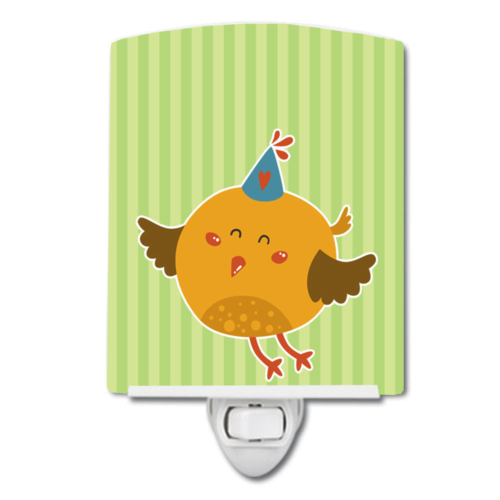 Birthday Bird Ceramic Night Light Compact, UL-Certified, Ideal for Bedroom, Bathroom, Nursery, Hallway, Kitchen, 6x4x3, Multicolor