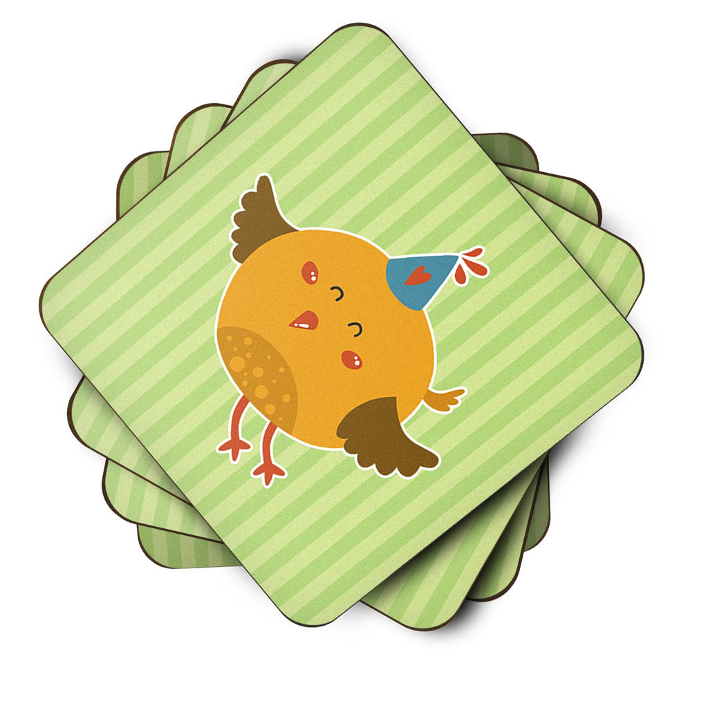 Birthday Bird Foam Coasters Set of 4 Cup Coasters for Indoor Outdoor, Tabletop Protection, Anti Slip, Mouse pad Material