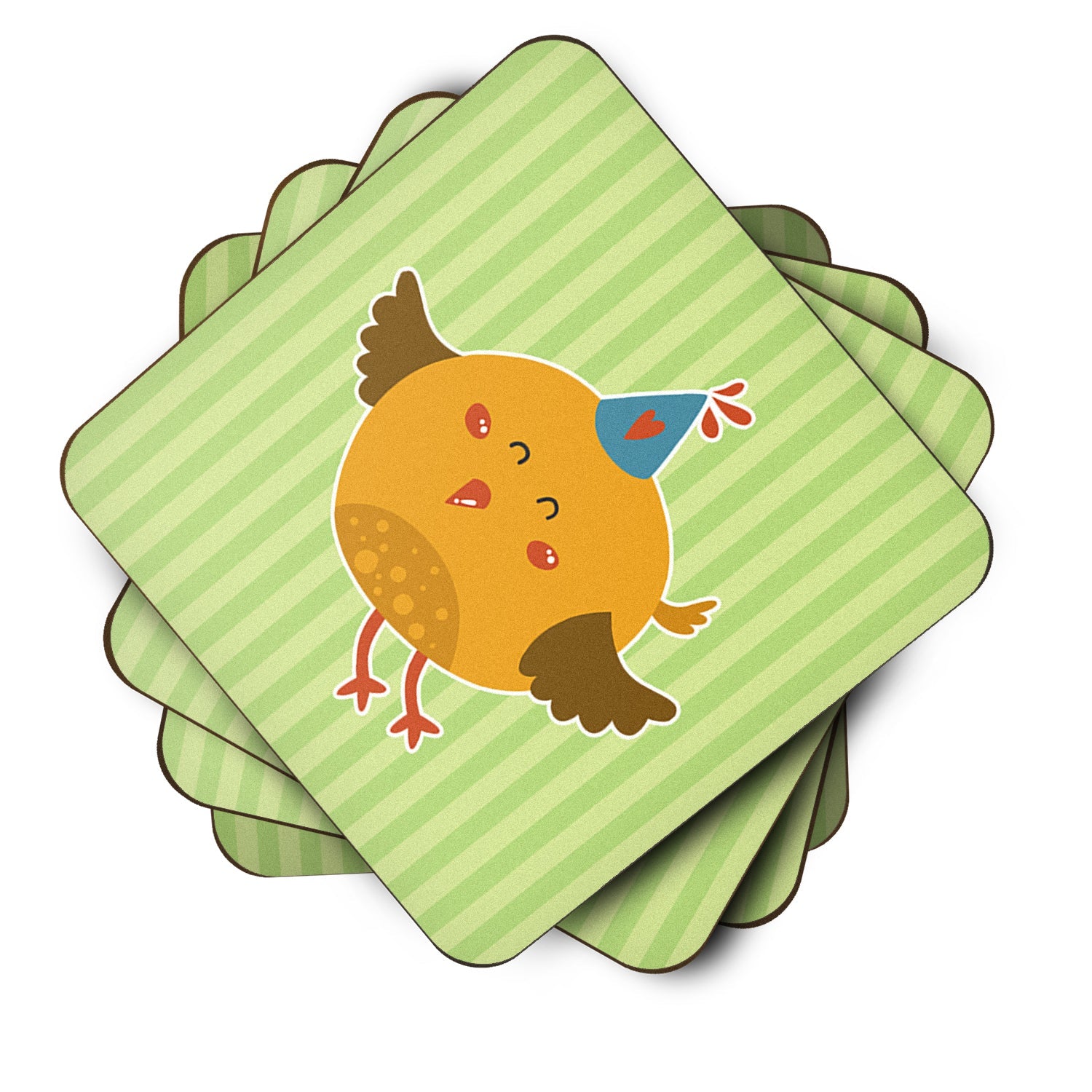 Birthday Bird Foam Coasters Set of 4 Cup Coasters for Indoor Outdoor, Tabletop Protection, Anti Slip, Mouse pad Material