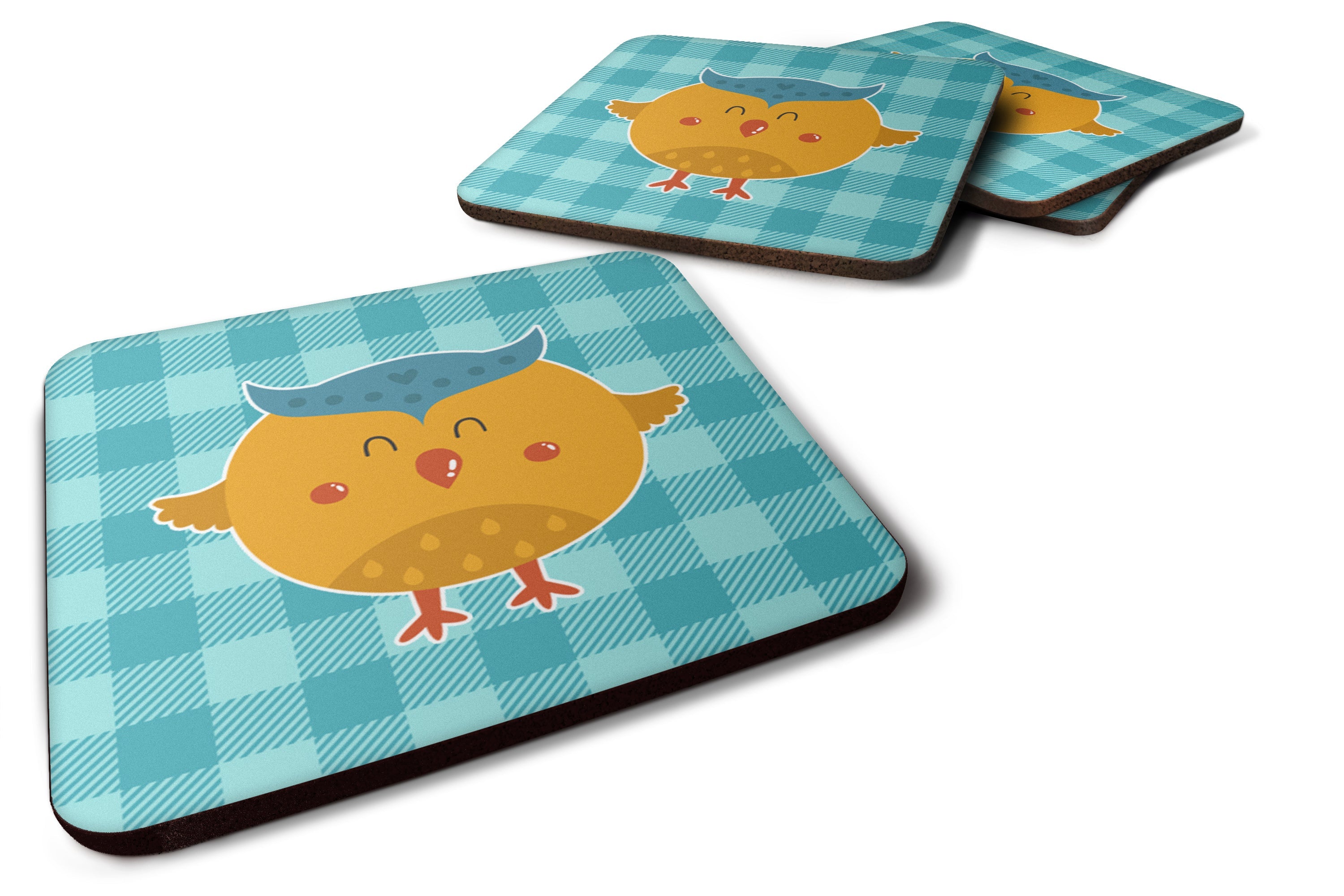 Wise Owl Foam Coasters Set of 4 Cup Coasters for Indoor Outdoor, Tabletop Protection, Anti Slip, Mouse pad Material