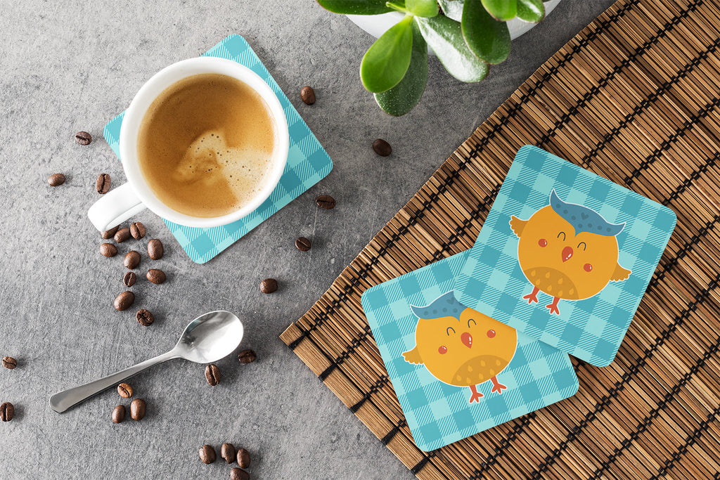 Wise Owl Foam Coasters Set of 4 Cup Coasters for Indoor Outdoor, Tabletop Protection, Anti Slip, Mouse pad Material
