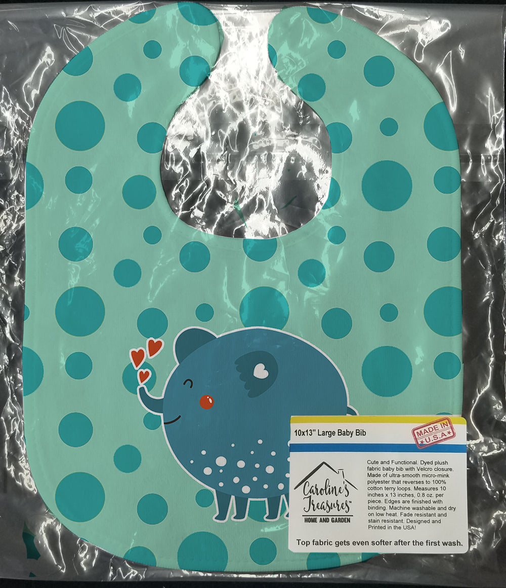 Blue Elephant Baby Bib Easy-Clean Baby Bib Baby Feeding Accessory Baby Mealtime Essential, 10 x 13, Multicolor