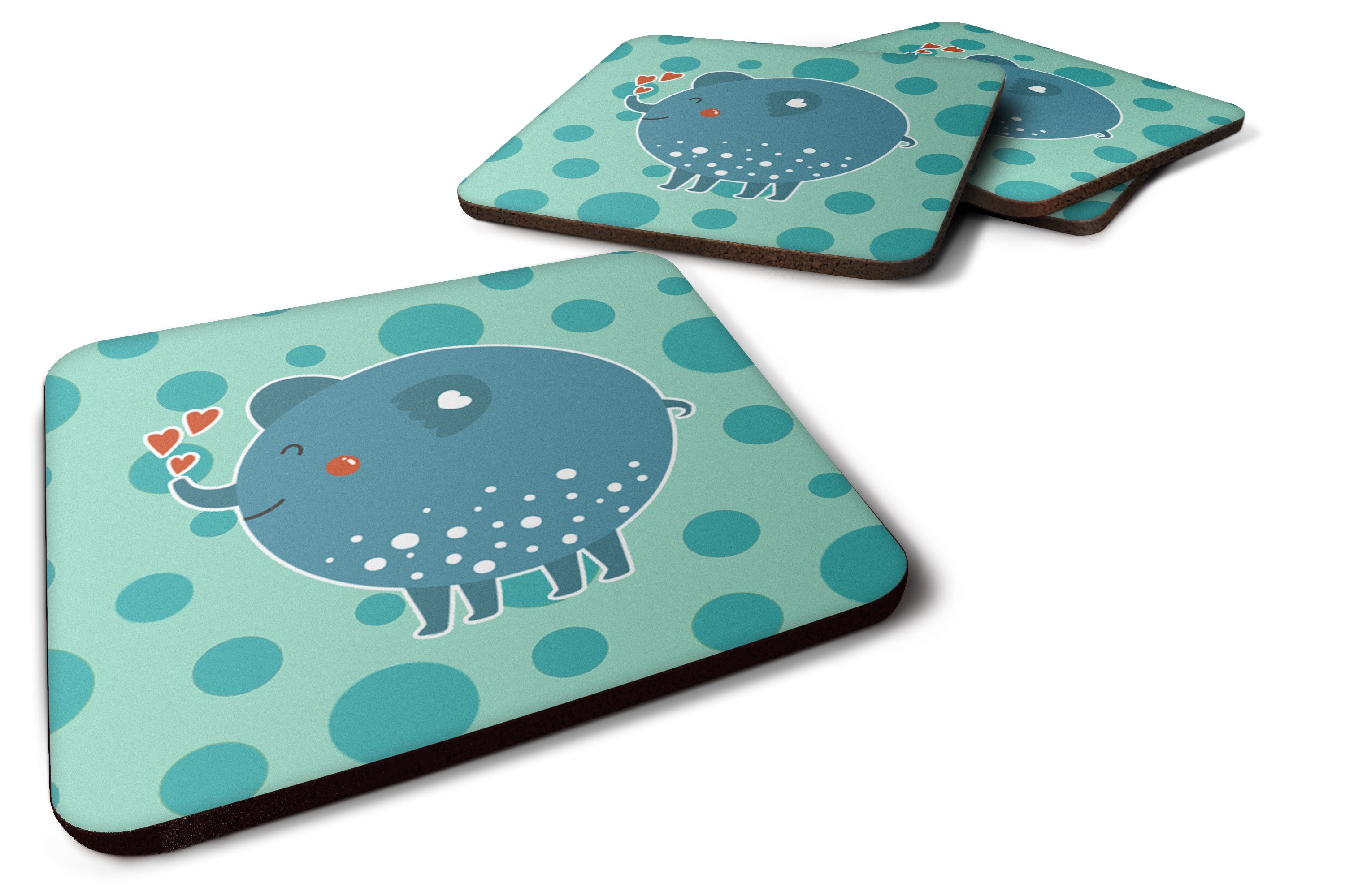 Blue Elephant Foam Coasters Set of 4 Cup Coasters for Indoor Outdoor, Tabletop Protection, Anti Slip, Mouse pad Material