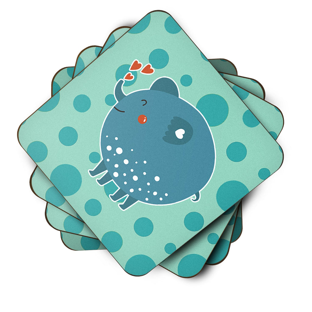 Blue Elephant Foam Coasters Set of 4 Cup Coasters for Indoor Outdoor, Tabletop Protection, Anti Slip, Mouse pad Material