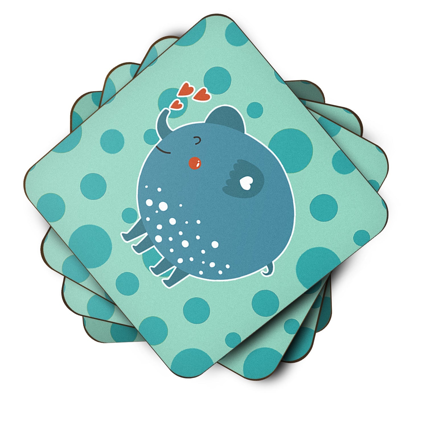 Blue Elephant Foam Coasters Set of 4 Cup Coasters for Indoor Outdoor, Tabletop Protection, Anti Slip, Mouse pad Material