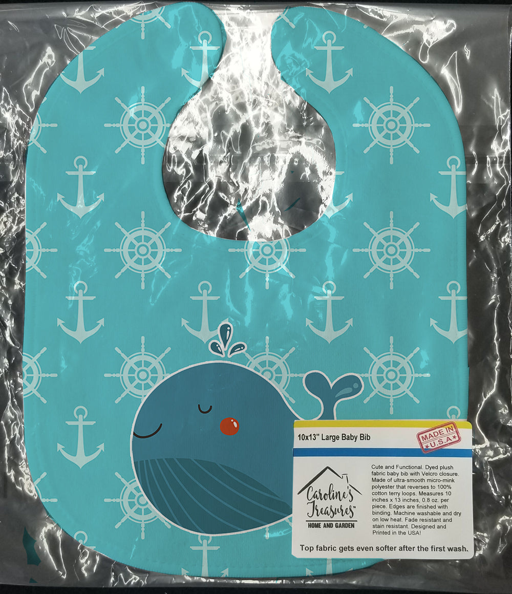 Blue Whale Baby Bib Easy-Clean Baby Bib Baby Feeding Accessory Baby Mealtime Essential, 10 x 13, Multicolor