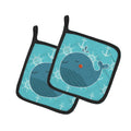 Blue Whale Pot Holder Set of 2 Heat Resistant Quilted Hot Pads 7.5 x 7.5 Inch, Insulated Kitchen Trivets for Cooking & Baking