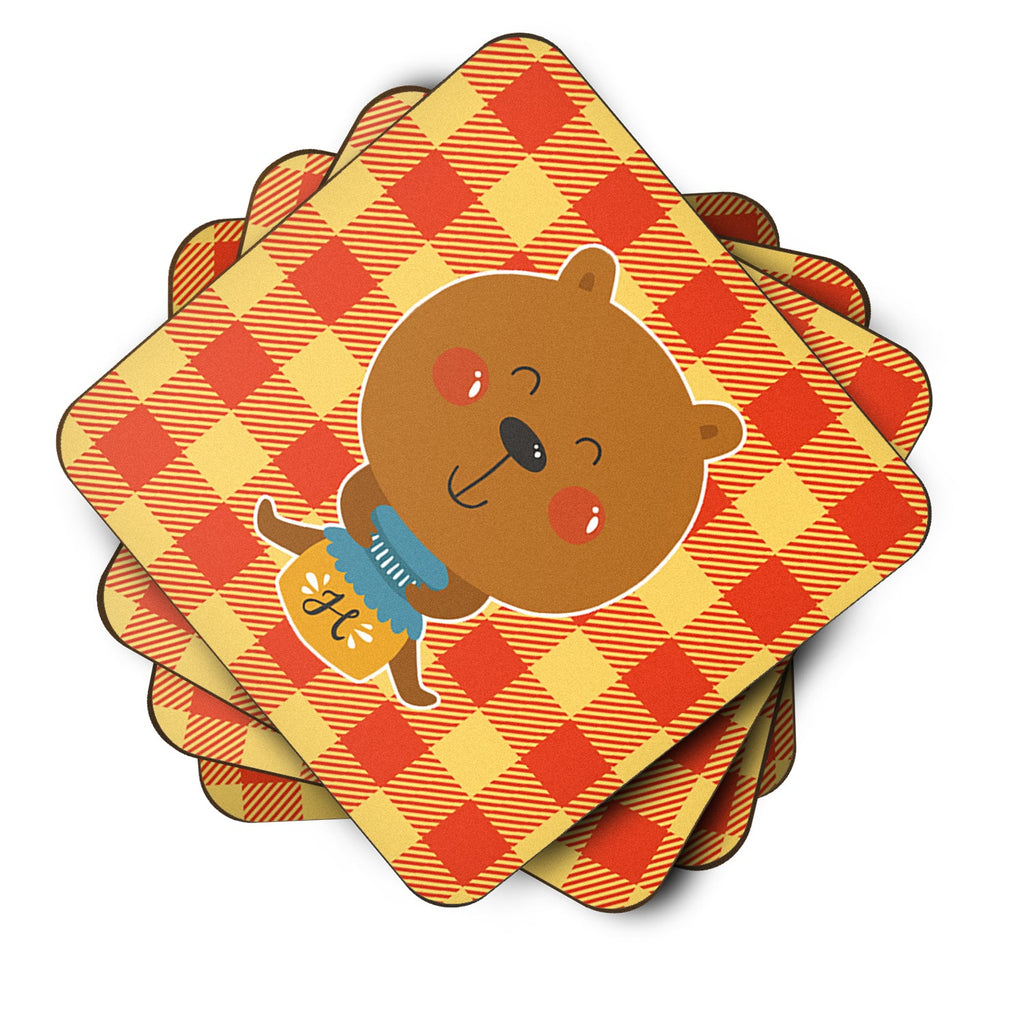 Honey Bear Foam Coasters Set of 4 Cup Coasters for Indoor Outdoor, Tabletop Protection, Anti Slip, Mouse pad Material