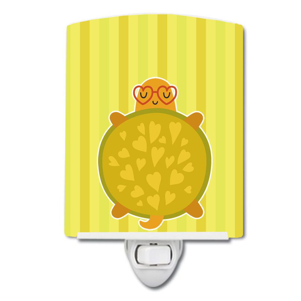 Turtle with Glasses Ceramic Night Light Compact, UL-Certified, Ideal for Bedroom, Bathroom, Nursery, Hallway, Kitchen, 6x4x3, Multicolor