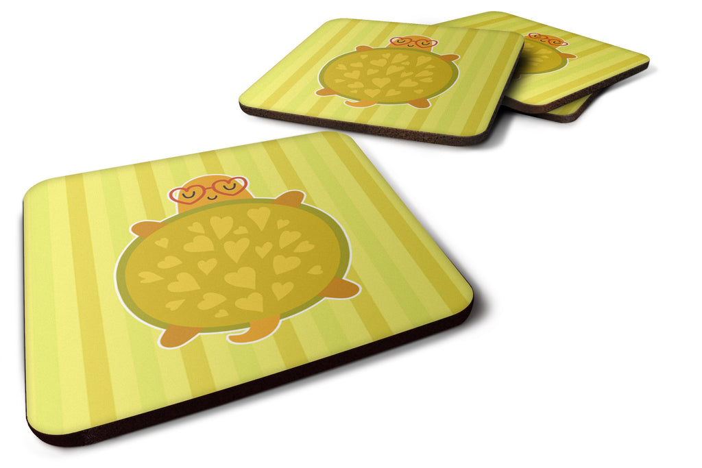 Turtle with Glasses Foam Coasters Set of 4 Cup Coasters for Indoor Outdoor, Tabletop Protection, Anti Slip, Mouse pad Material