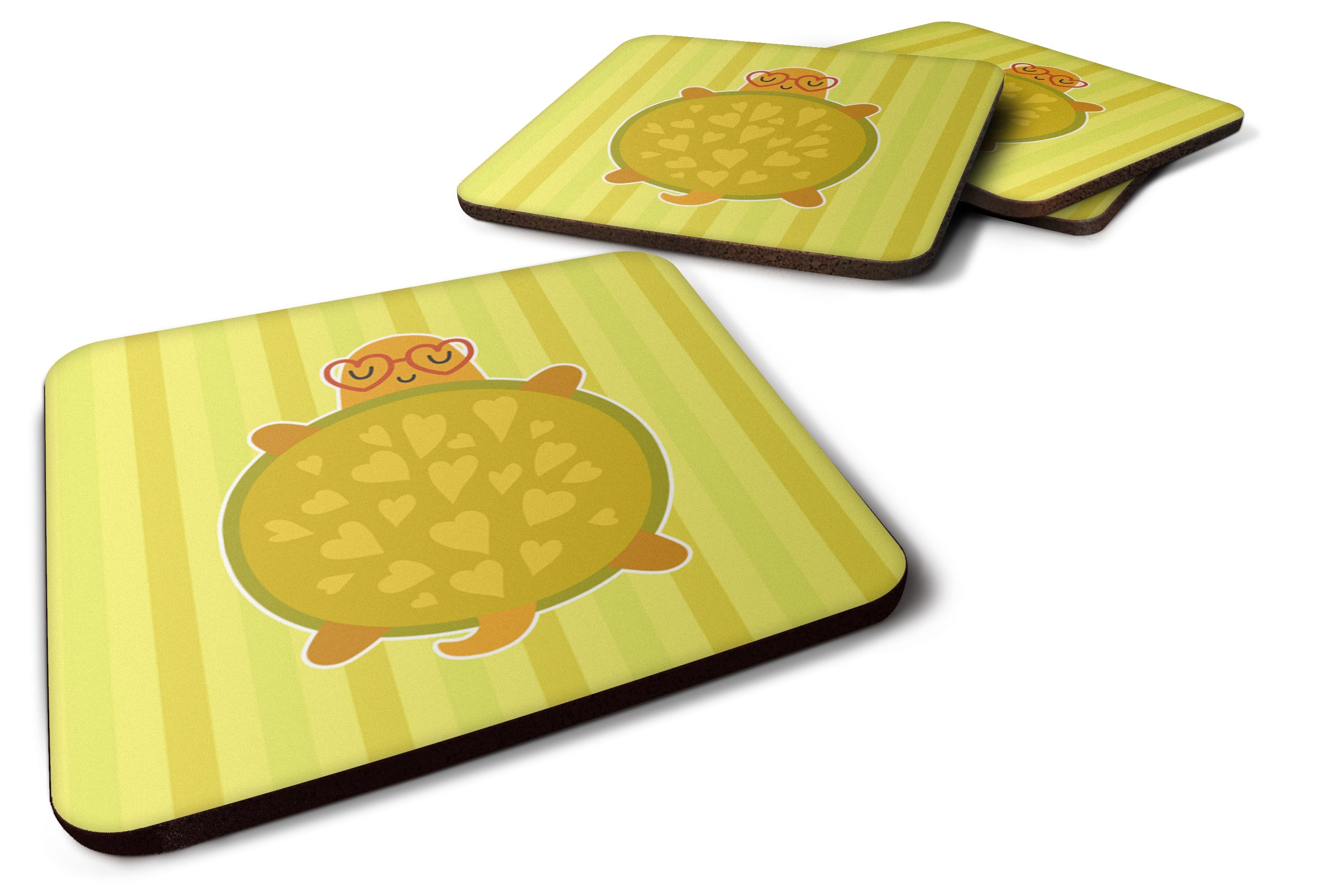 Turtle with Glasses Foam Coasters Set of 4 Cup Coasters for Indoor Outdoor, Tabletop Protection, Anti Slip, Mouse pad Material