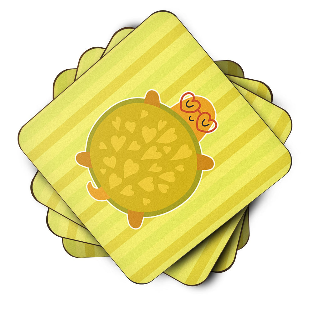 Turtle with Glasses Foam Coasters Set of 4 Cup Coasters for Indoor Outdoor, Tabletop Protection, Anti Slip, Mouse pad Material