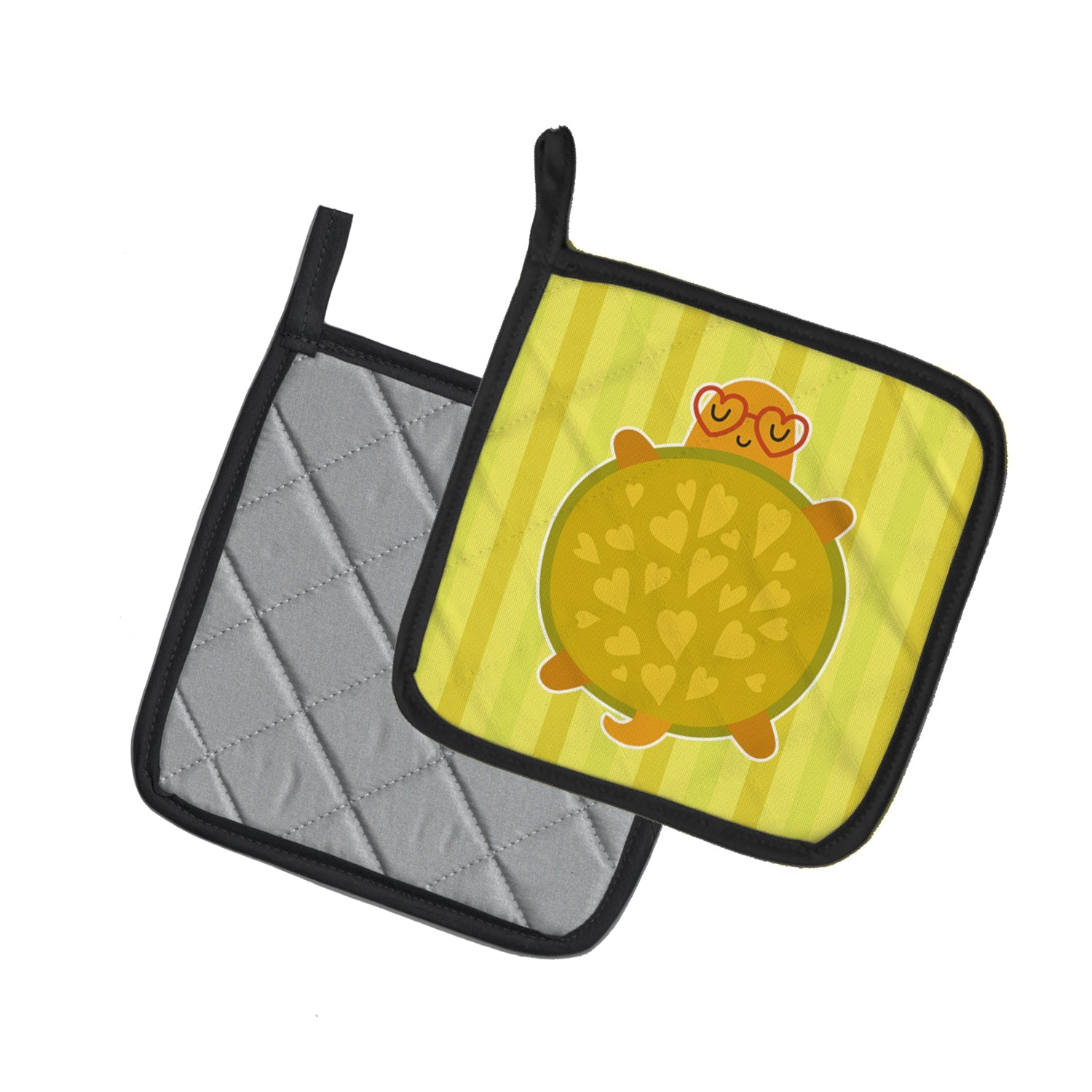 Turtle with Glasses Pot Holder Set of 2 Heat Resistant Quilted Hot Pads 7.5 x 7.5 Inch, Insulated Kitchen Trivets for Cooking & Baking