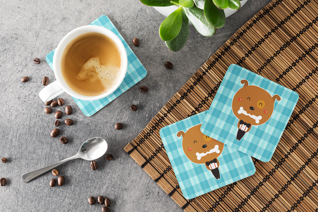 Dog in Tuxedo Foam Coasters Set of 4 Cup Coasters for Indoor Outdoor, Tabletop Protection, Anti Slip, Mouse pad Material