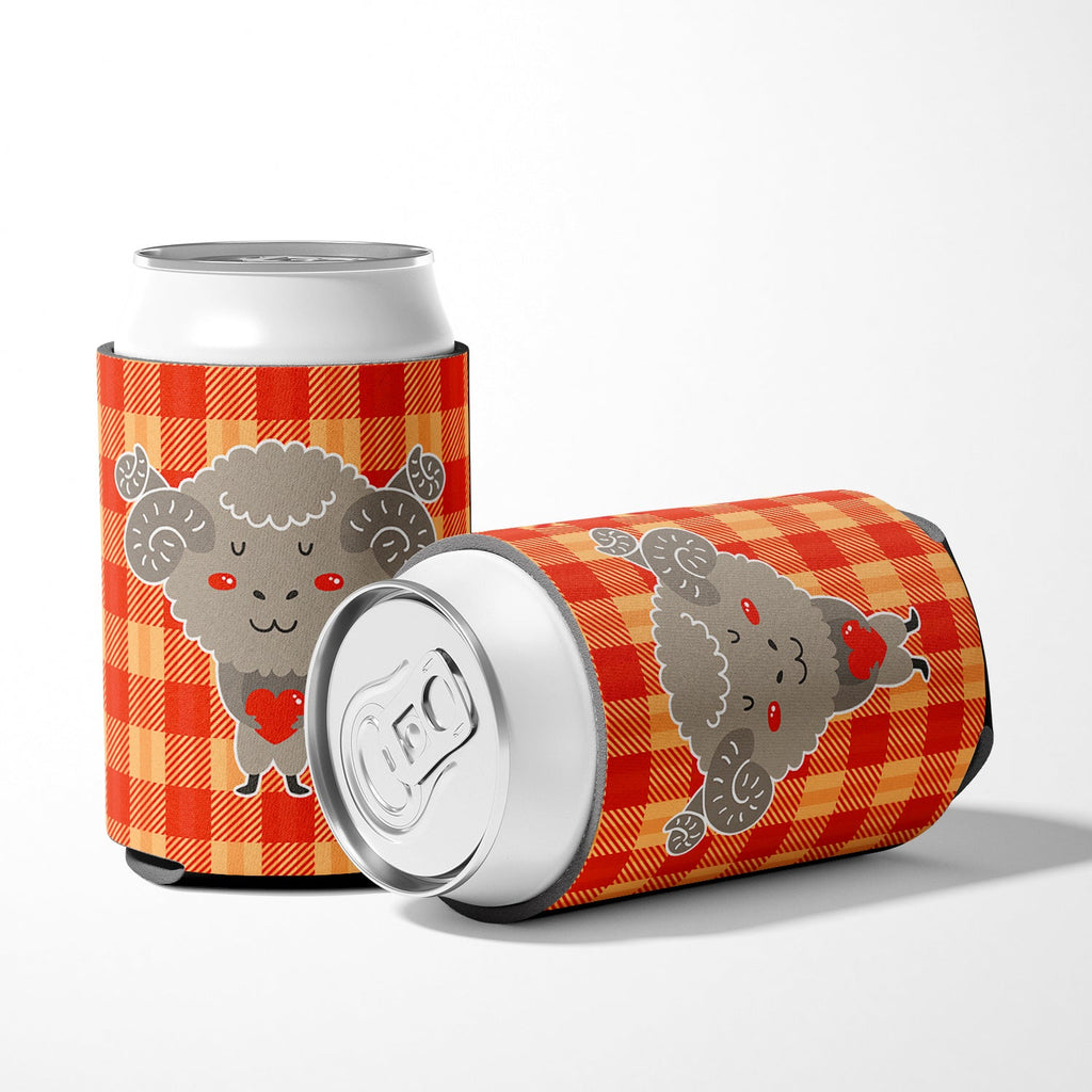 Ram with a Heart Can or Bottle Hugger Cooler Sleeve for Standard 12 oz Cans, Insulated Foam Beer & Soda Can Hugger Reusable