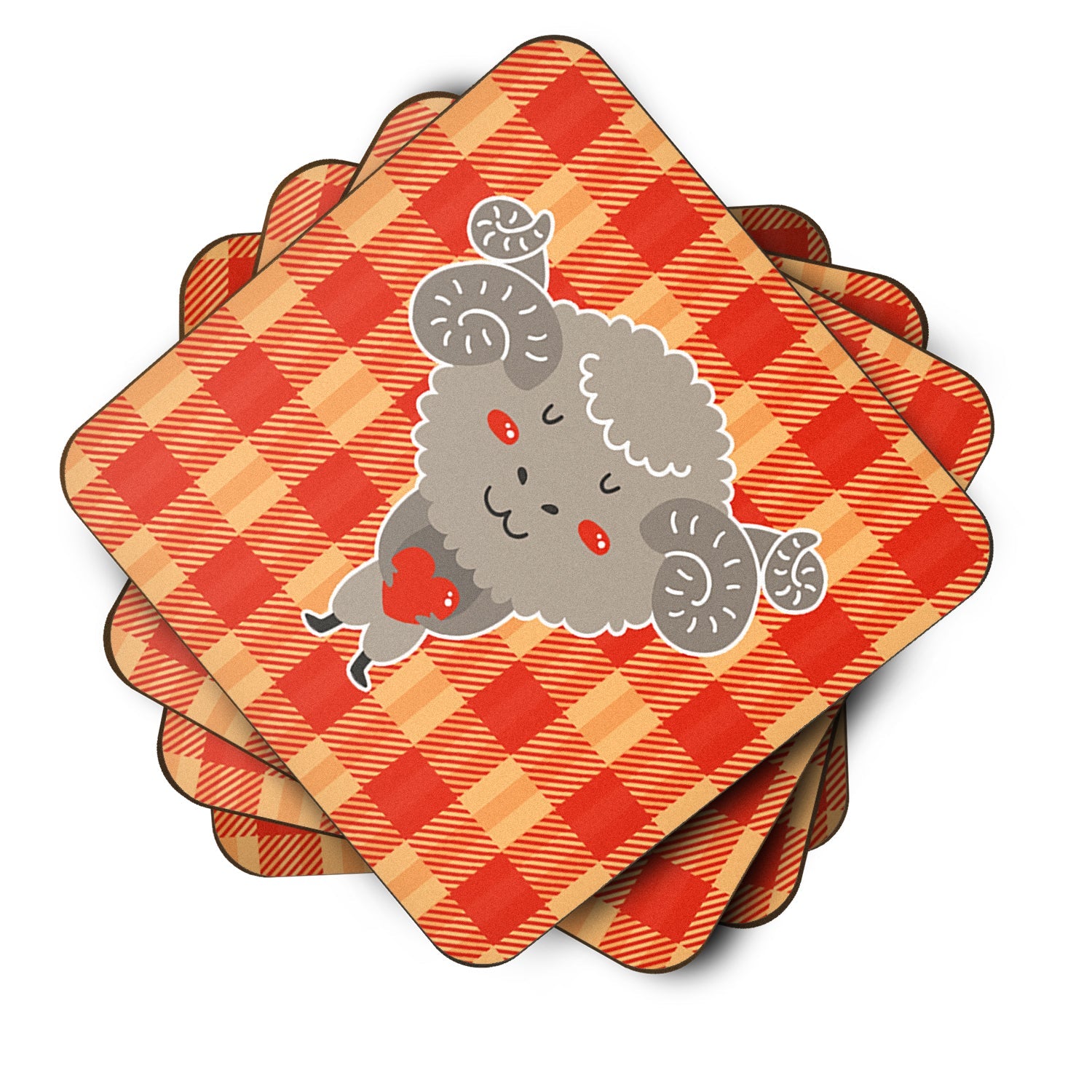 Ram with a Heart Foam Coasters Set of 4 Cup Coasters for Indoor Outdoor, Tabletop Protection, Anti Slip, Mouse pad Material