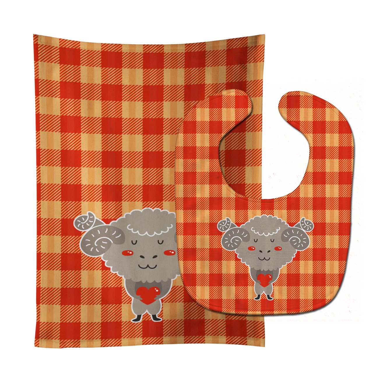 Ram with a Heart Baby Bib & Burp Cloth Easy-Clean Baby Bib Baby Feeding Accessory Baby Mealtime Essential