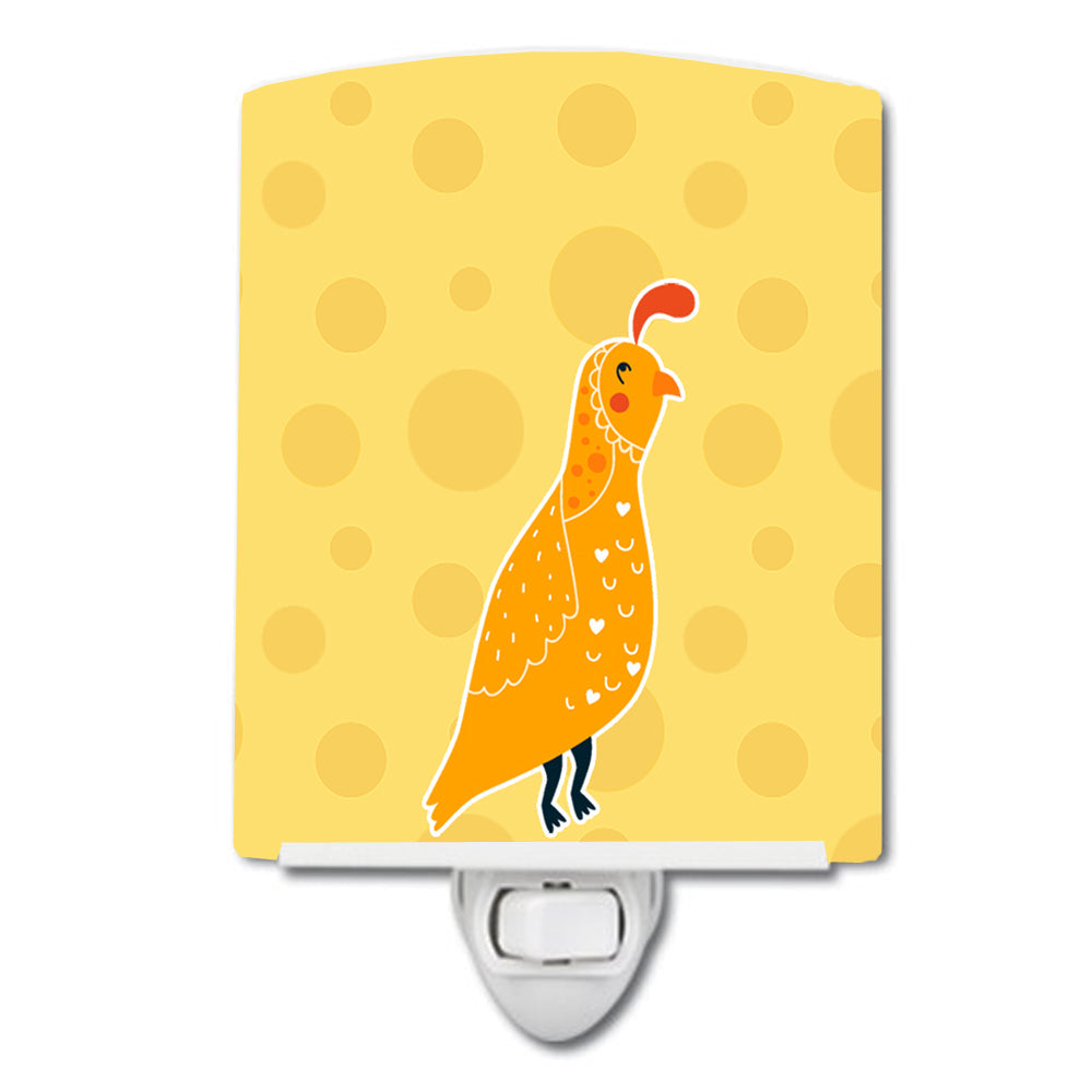 Partridge in Polkadots Ceramic Night Light Compact, UL-Certified, Ideal for Bedroom, Bathroom, Nursery, Hallway, Kitchen, 6x4x3, Multicolor