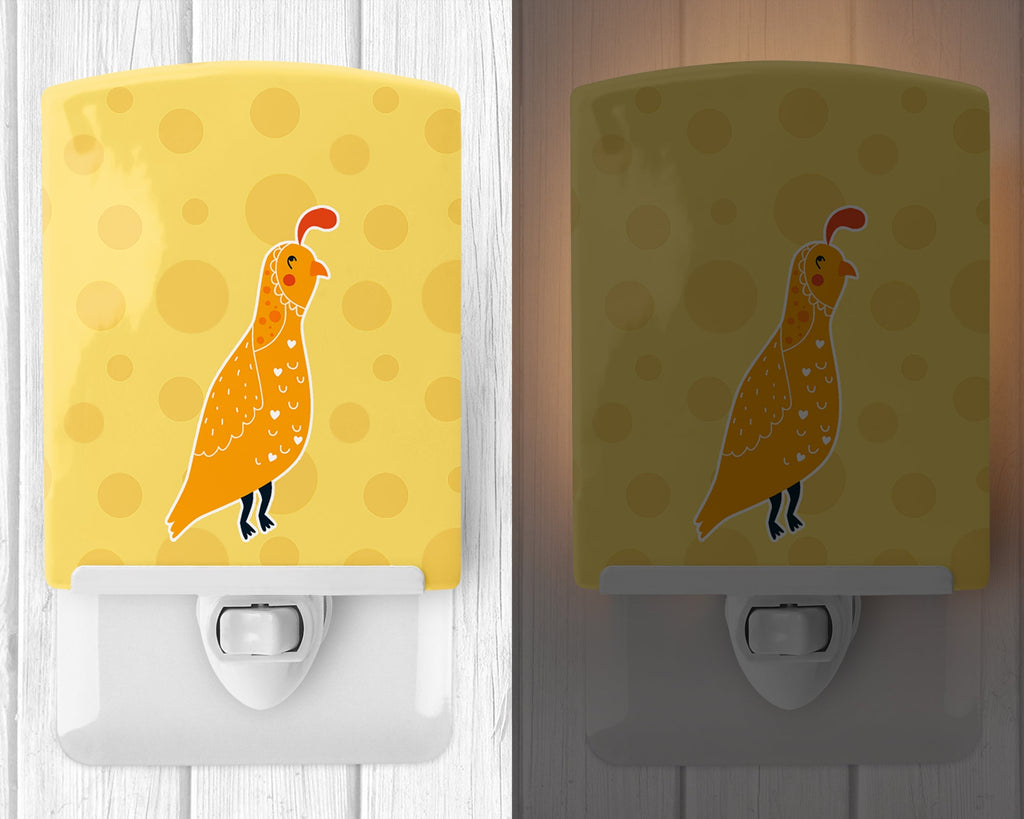 Partridge in Polkadots Ceramic Night Light Compact, UL-Certified, Ideal for Bedroom, Bathroom, Nursery, Hallway, Kitchen, 6x4x3, Multicolor