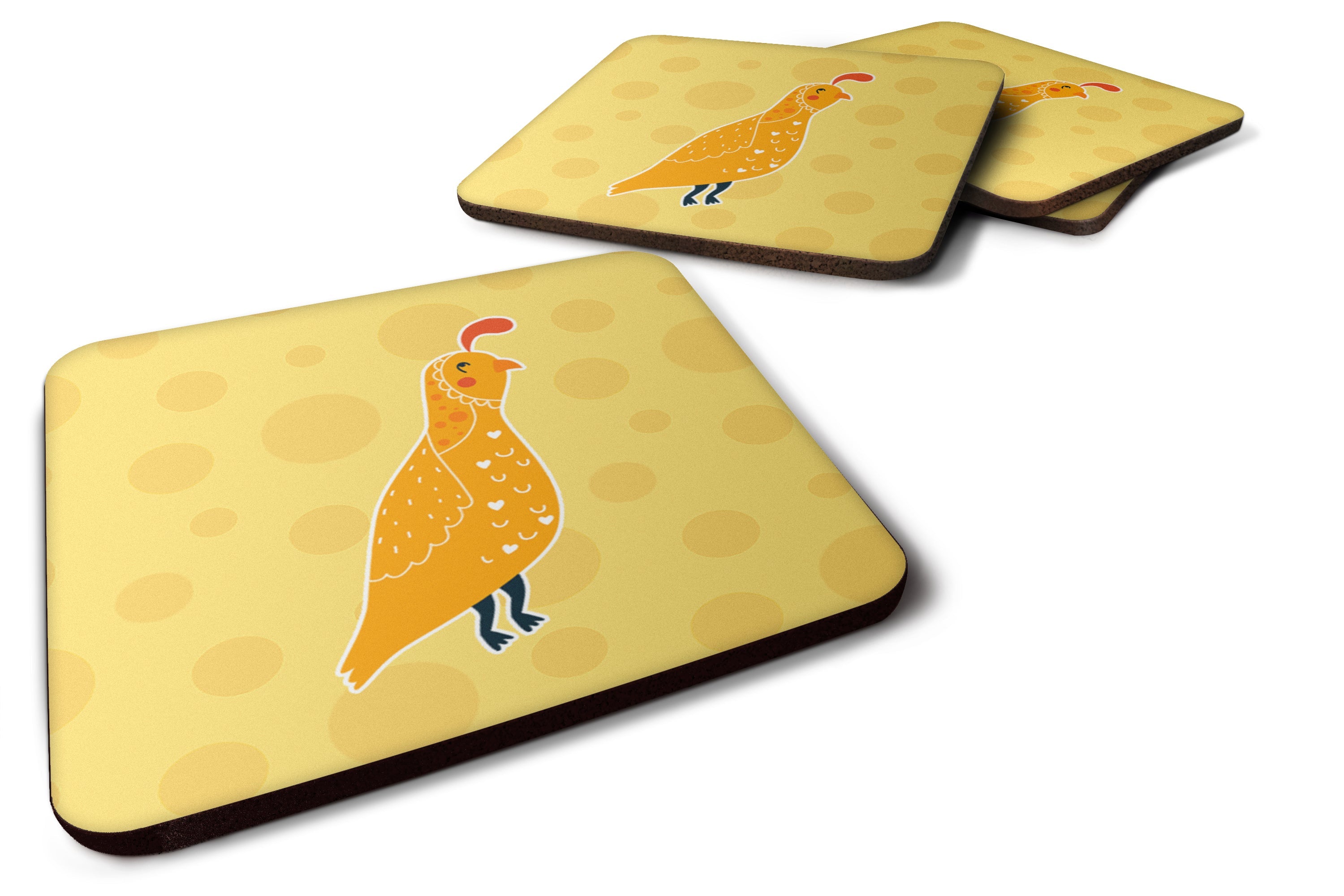 Partridge in Polkadots Foam Coasters Set of 4 Cup Coasters for Indoor Outdoor, Tabletop Protection, Anti Slip, Mouse pad Material