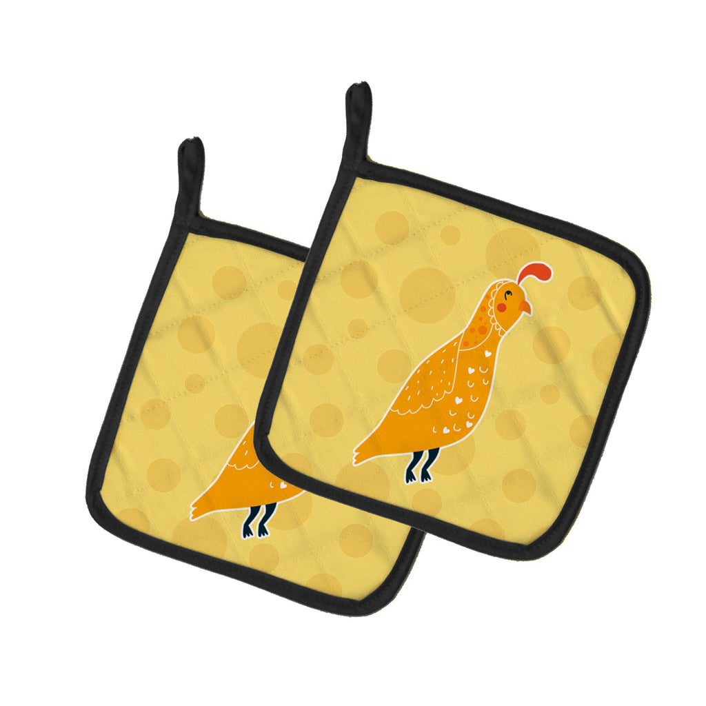 Partridge in Polkadots Pot Holder Set of 2 Heat Resistant Quilted Hot Pads 7.5 x 7.5 Inch, Insulated Kitchen Trivets for Cooking & Baking