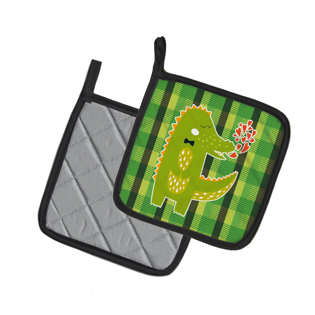 Alligator Love Pot Holder Set of 2 Heat Resistant Quilted Hot Pads 7.5 x 7.5 Inch, Insulated Kitchen Trivets for Cooking & Baking