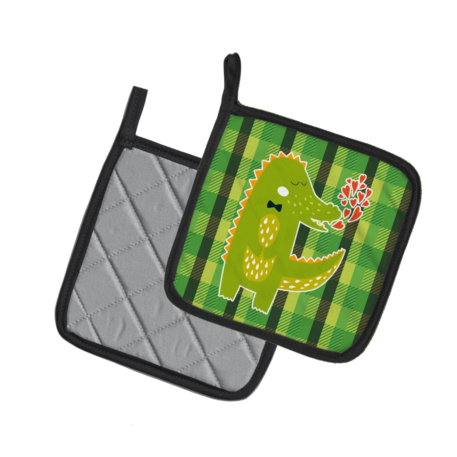 Alligator Love Pot Holder Set of 2 Heat Resistant Quilted Hot Pads 7.5 x 7.5 Inch, Insulated Kitchen Trivets for Cooking & Baking