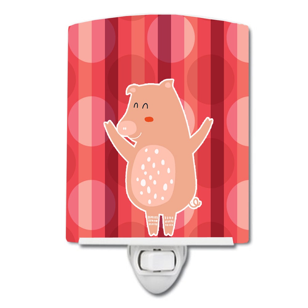 Dancing Pig Ceramic Night Light Compact, UL-Certified, Ideal for Bedroom, Bathroom, Nursery, Hallway, Kitchen, 6x4x3, Multicolor