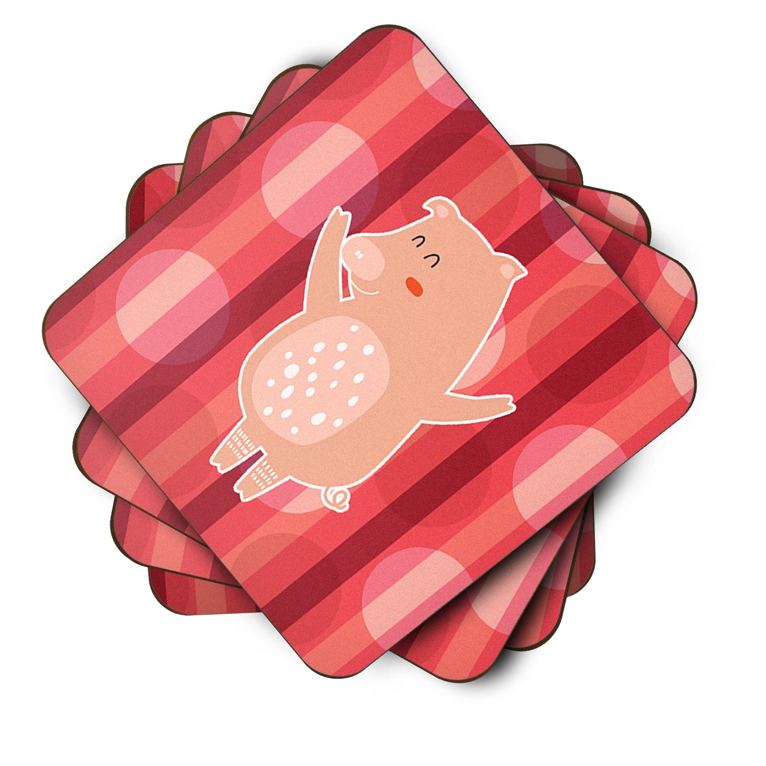 Dancing Pig Foam Coasters Set of 4 Cup Coasters for Indoor Outdoor, Tabletop Protection, Anti Slip, Mouse pad Material