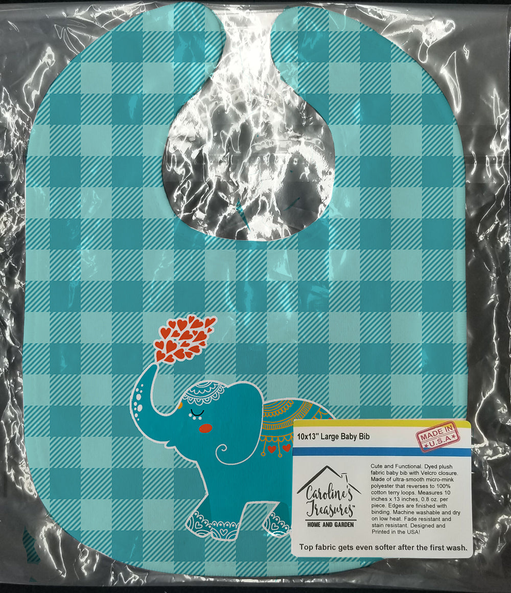 Elephant Love Baby Bib Easy-Clean Baby Bib Baby Feeding Accessory Baby Mealtime Essential, 10 x 13, Multicolor