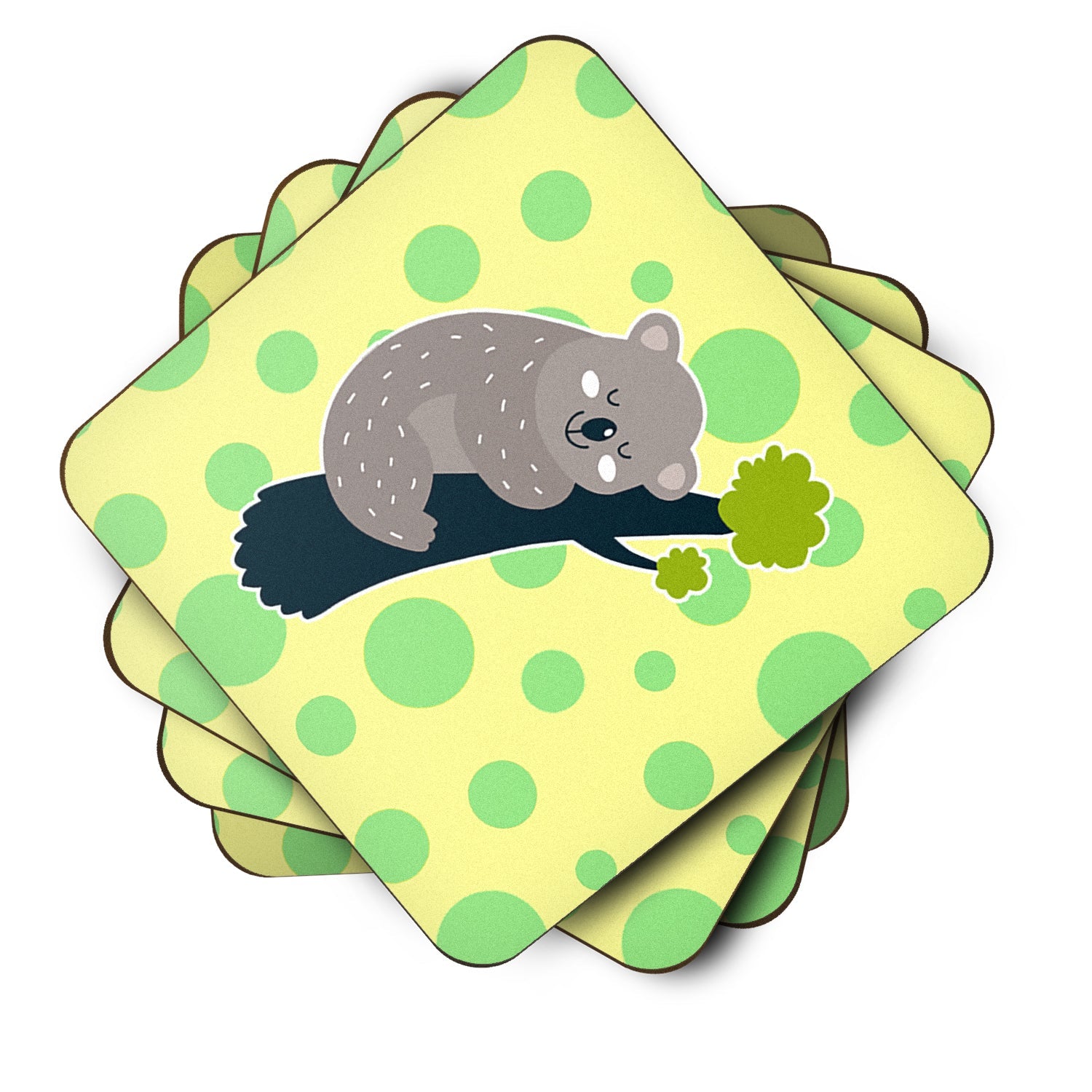 Koala Naptime Foam Coasters Set of 4 Cup Coasters for Indoor Outdoor, Tabletop Protection, Anti Slip, Mouse pad Material