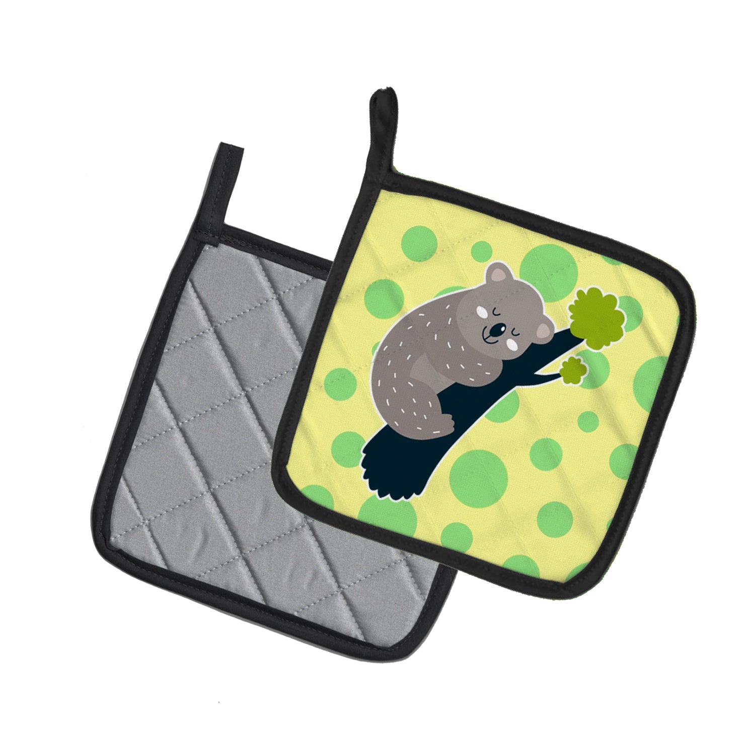 Koala Naptime Pot Holder Set of 2 Heat Resistant Quilted Hot Pads 7.5 x 7.5 Inch, Insulated Kitchen Trivets for Cooking & Baking