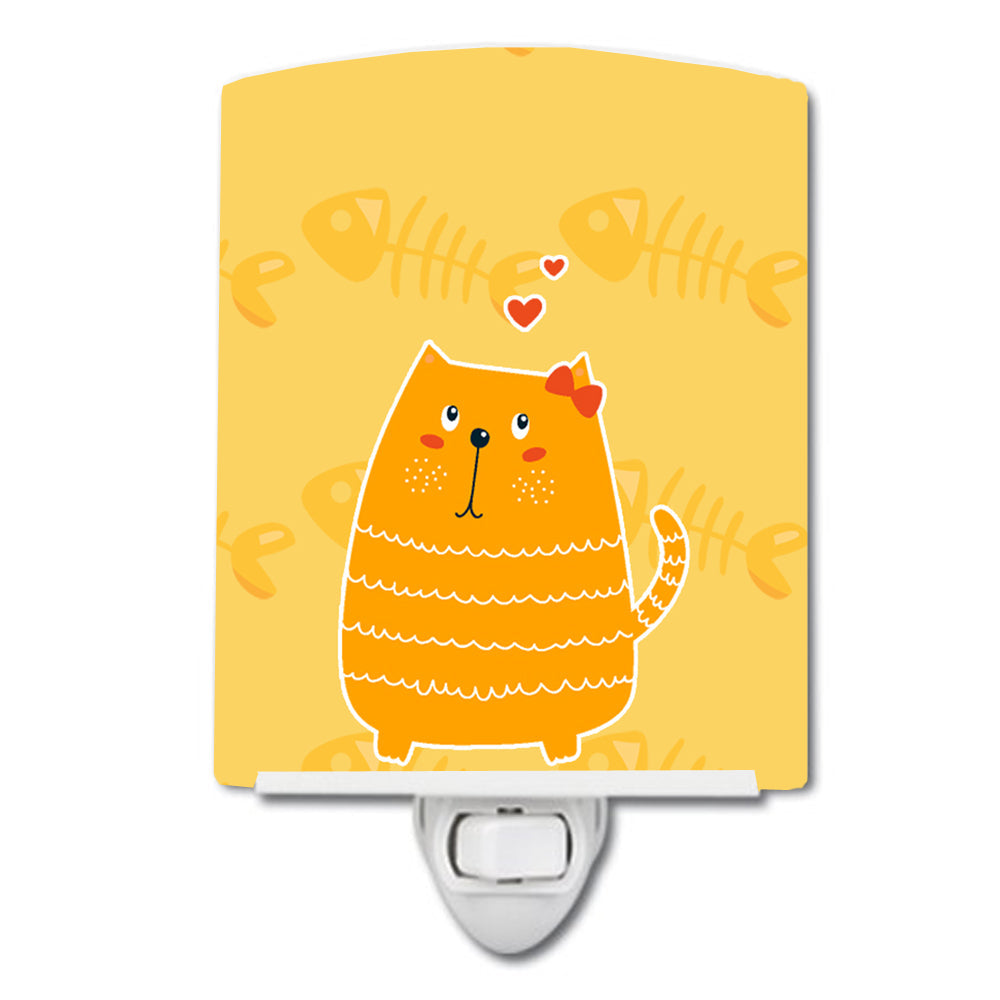 Fat Cat Love Ceramic Night Light Compact, UL-Certified, Ideal for Bedroom, Bathroom, Nursery, Hallway, Kitchen, 6x4x3, Multicolor