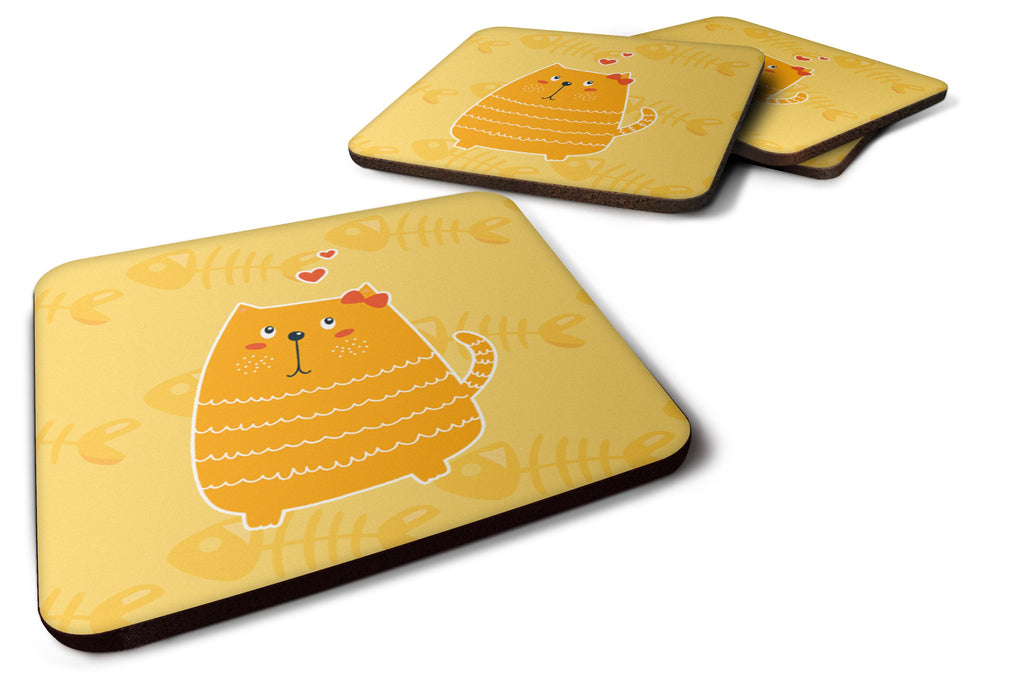 Fat Cat Love Foam Coasters Set of 4 Cup Coasters for Indoor Outdoor, Tabletop Protection, Anti Slip, Mouse pad Material