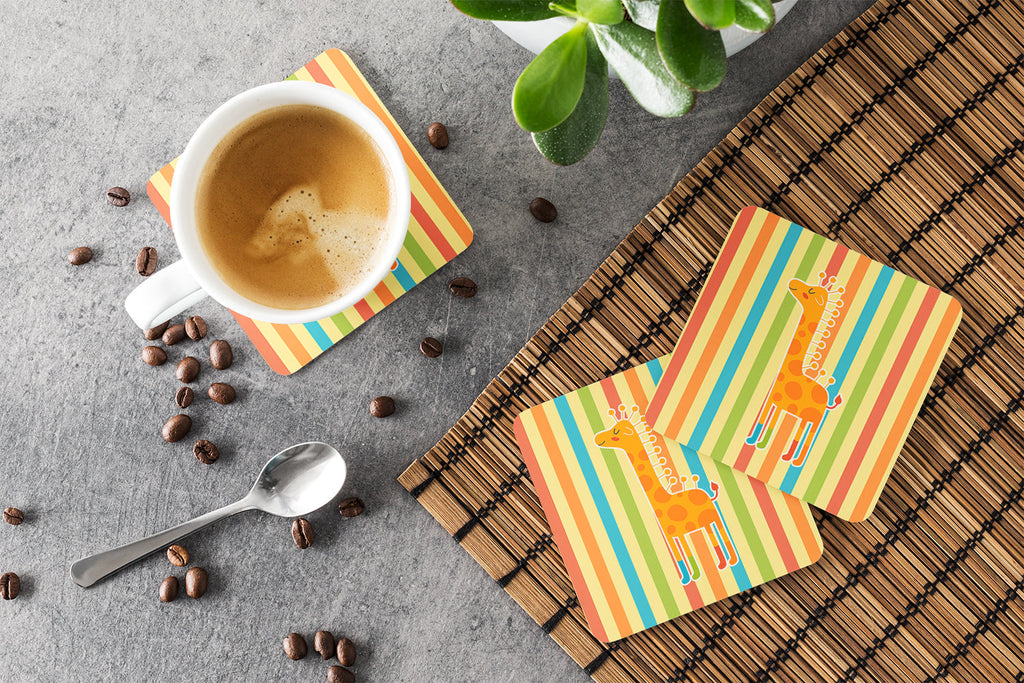 Giraffe in Socks Foam Coasters Set of 4 Cup Coasters for Indoor Outdoor, Tabletop Protection, Anti Slip, Mouse pad Material
