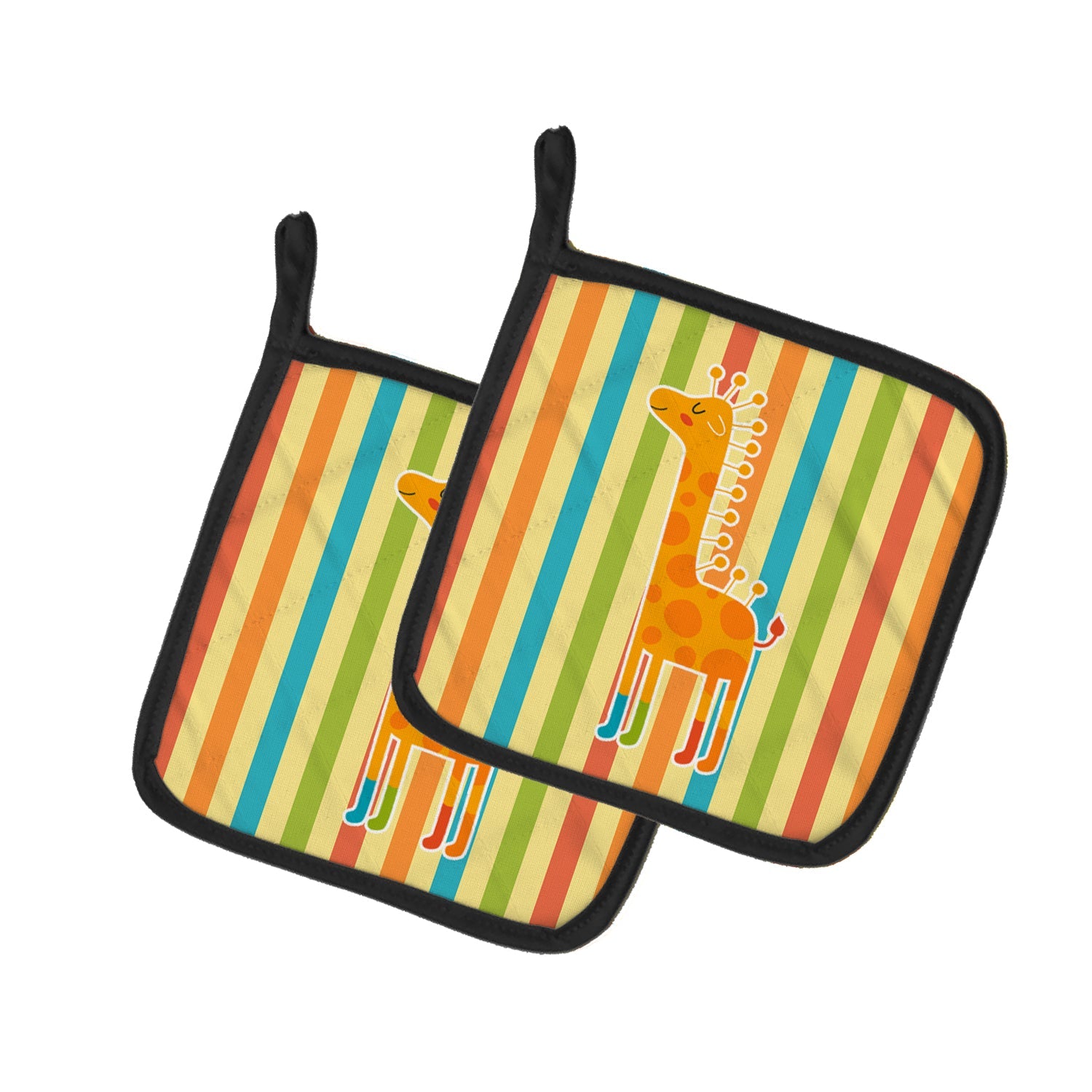 Giraffe in Socks Pot Holder Set of 2 Heat Resistant Quilted Hot Pads 7.5 x 7.5 Inch, Insulated Kitchen Trivets for Cooking & Baking