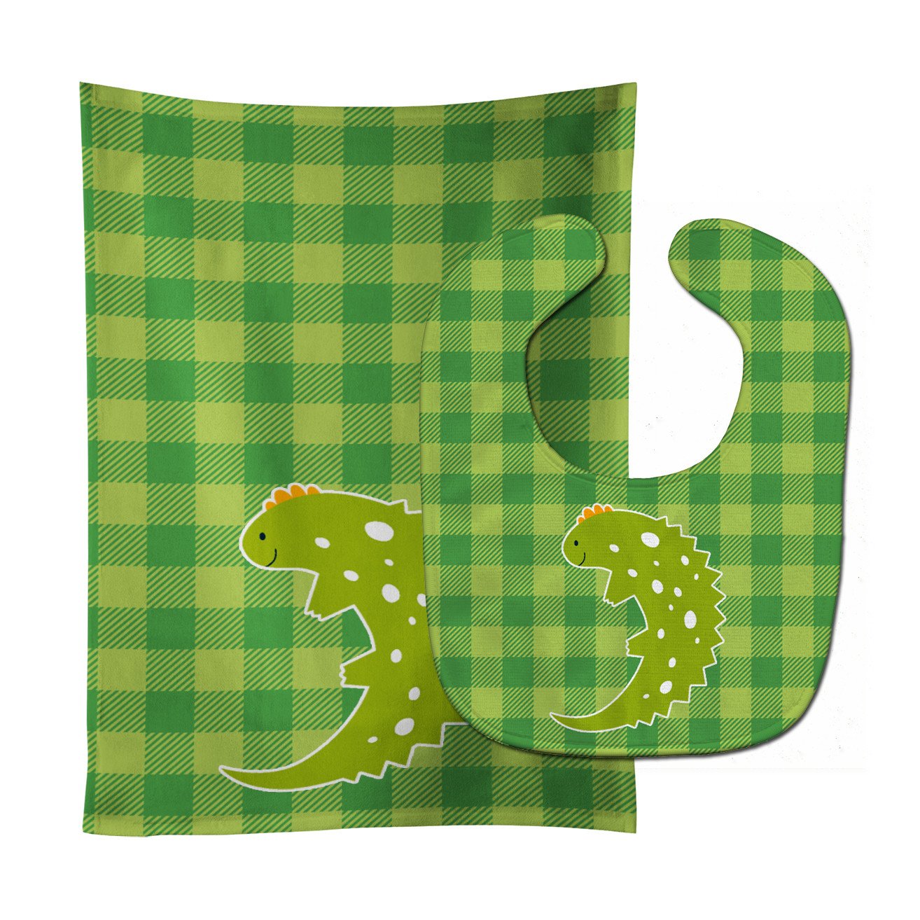 Lizard on Plaid Baby Bib & Burp Cloth Easy-Clean Baby Bib Baby Feeding Accessory Baby Mealtime Essential