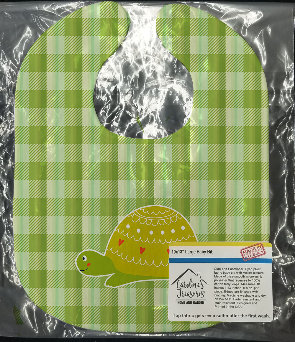 Turtle on the Move Baby Bib Easy-Clean Baby Bib Baby Feeding Accessory Baby Mealtime Essential, 10 x 13, Multicolor