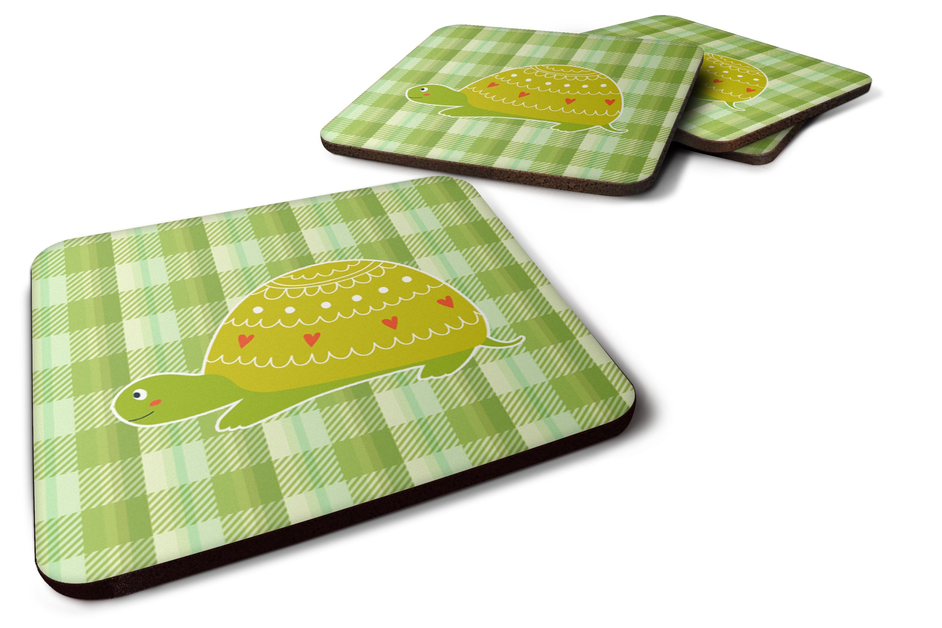 Turtle on the Move Foam Coasters Set of 4 Cup Coasters for Indoor Outdoor, Tabletop Protection, Anti Slip, Mouse pad Material