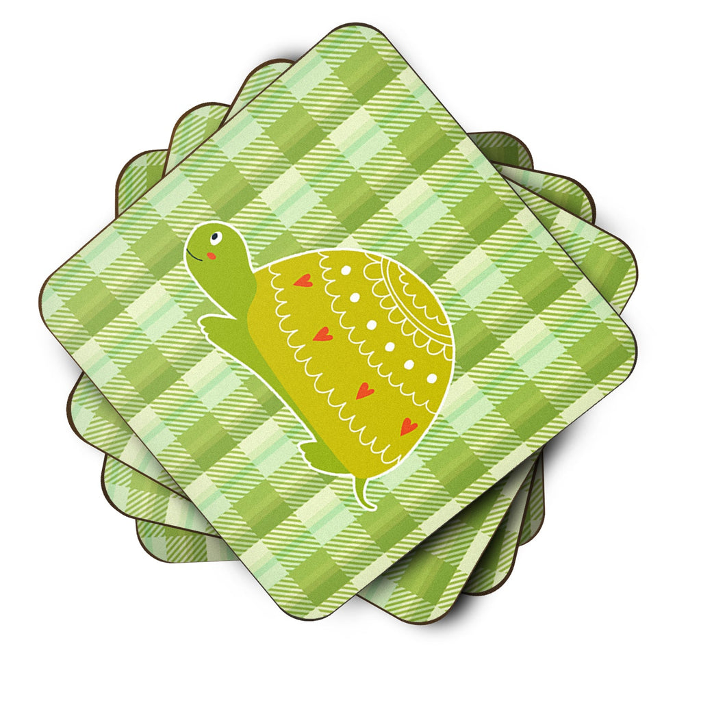 Turtle on the Move Foam Coasters Set of 4 Cup Coasters for Indoor Outdoor, Tabletop Protection, Anti Slip, Mouse pad Material
