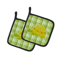 Turtle on the Move Pot Holder Set of 2 Heat Resistant Quilted Hot Pads 7.5 x 7.5 Inch, Insulated Kitchen Trivets for Cooking & Baking